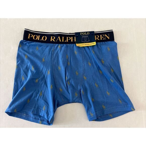 Polo Ralph Lauren L999HR Men's Sz M Blue Pony AOP Organic Cotton Boxer Briefs - Picture 1 of 3